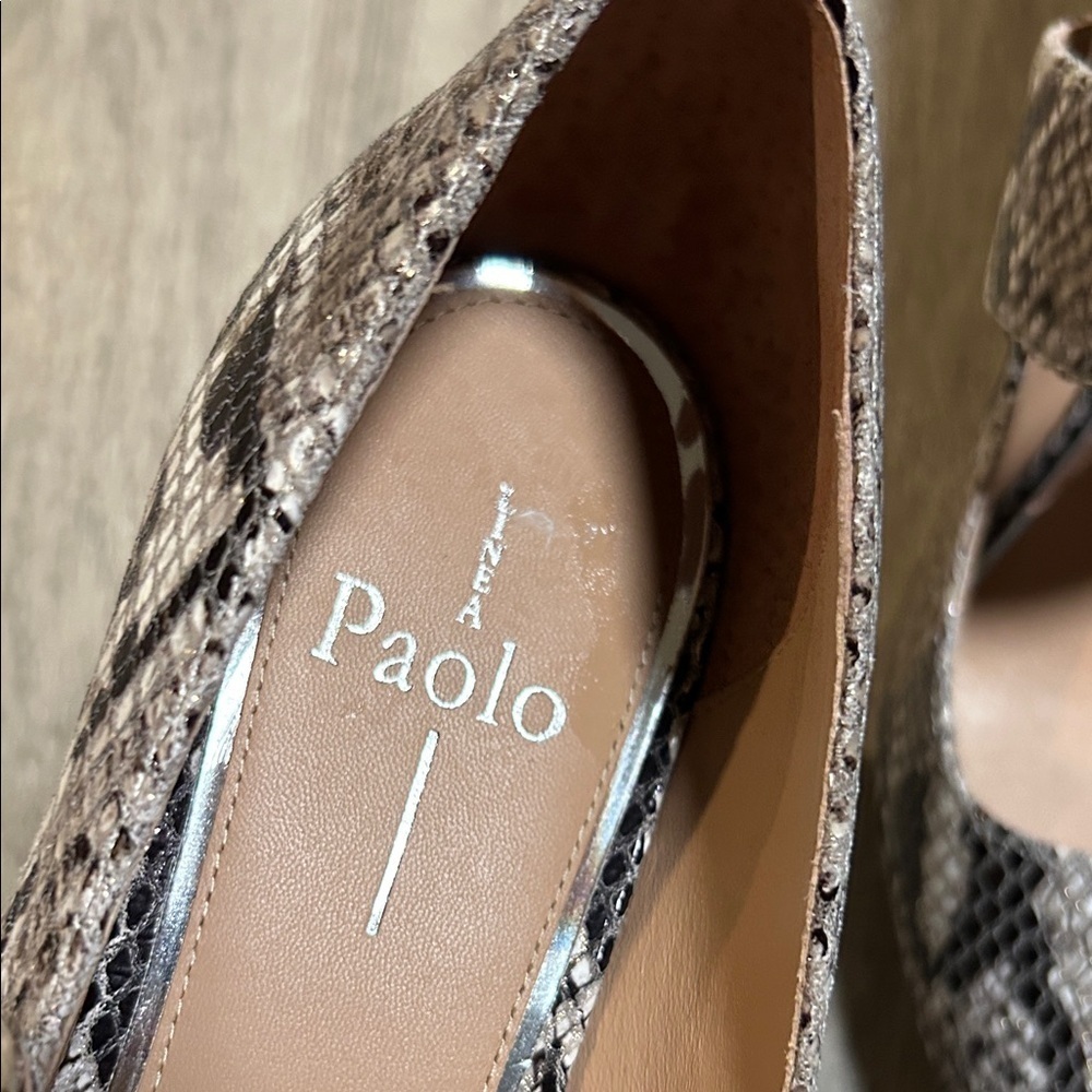 Paolo Women's Snakeskin Heels - Black and Gold - Picture 8 of 9